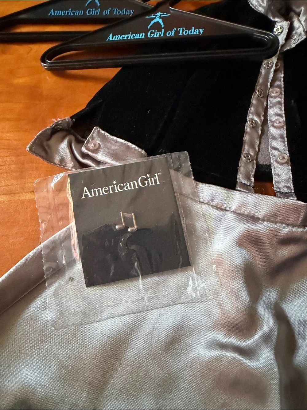 American Girl Black and Silver Velvet Doll Outfit with Satin Trim